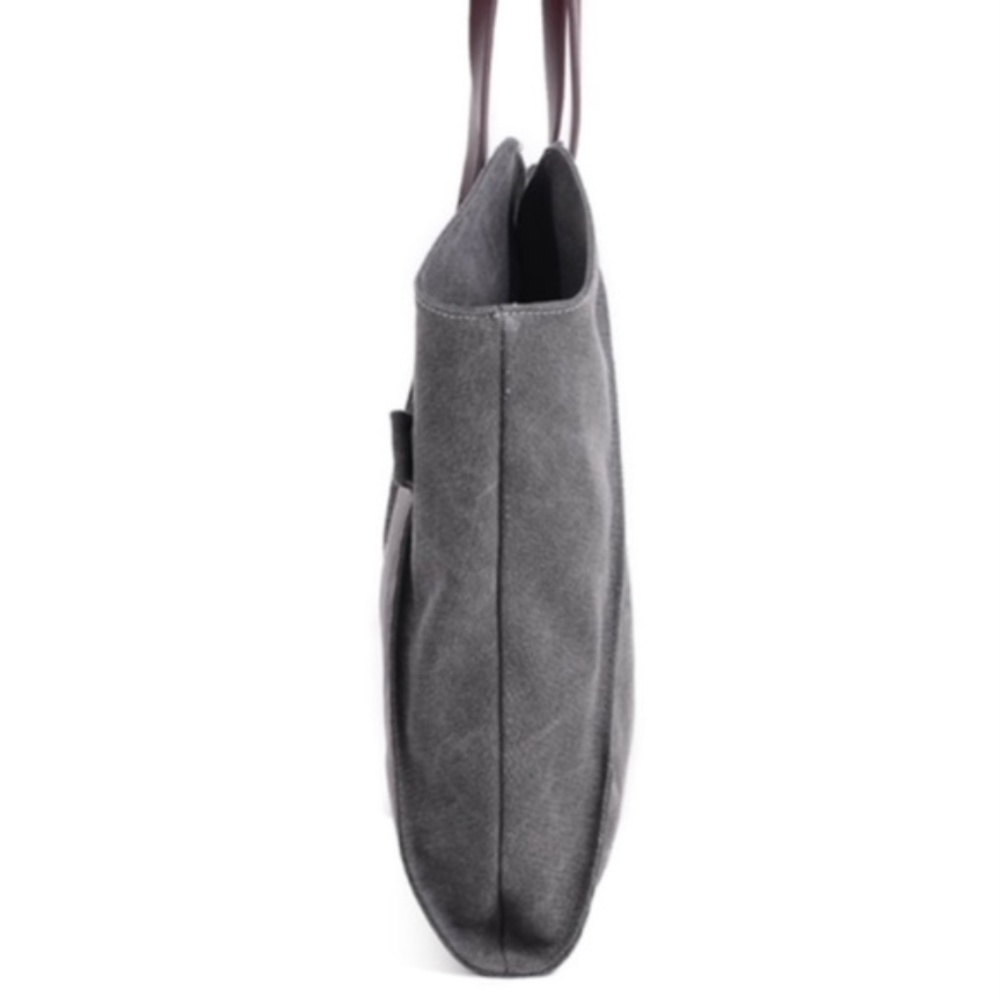 Charcoal Zipper Canvas Minimalist Tote Bag - Picture 2 of 8
